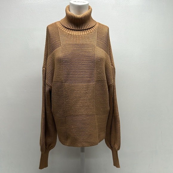 Staud Benny Sweater Roll Neck Turtleneck Long Sleeve Heavy Knit Beige Tan Small - Picture 2 of 9